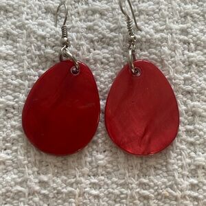 Red Tear Drop Earrings